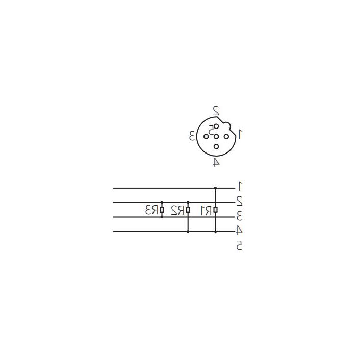 M12 5Pin straight female, B-coded, Profibus bus terminal resistor, 0C4R13