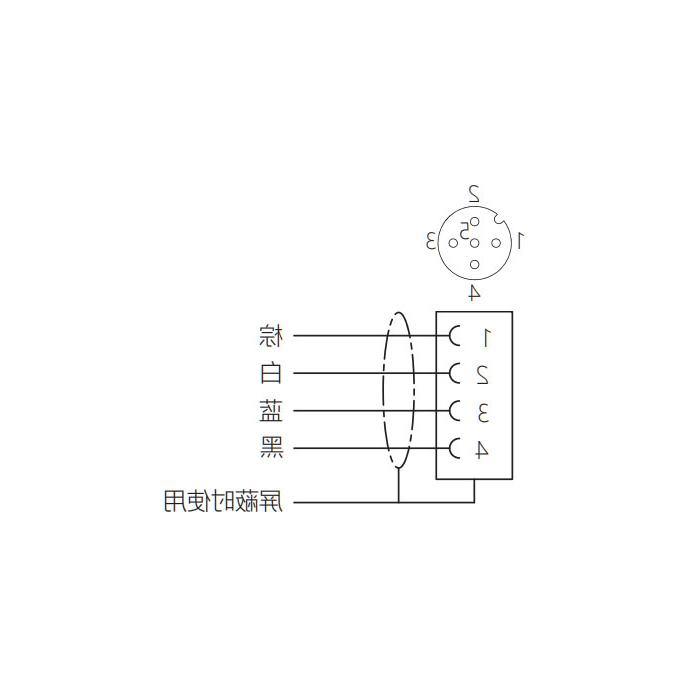 M12 4Pin, female 90°, single-end precast cable, PUR material, yellow sheath, 64T061-XXX